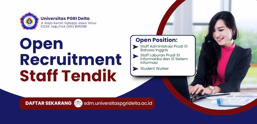 OPEN RECRUITMENT STAFF TENDIK UNIVERSITAS PGRI DELTA SIDOARJO cover